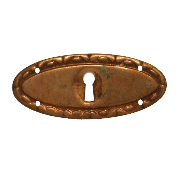 Jugendstil Möbelschild geprägt Messing MPA 95 x 33mm mit Schlüsselloch Serie JU002 Bild1
