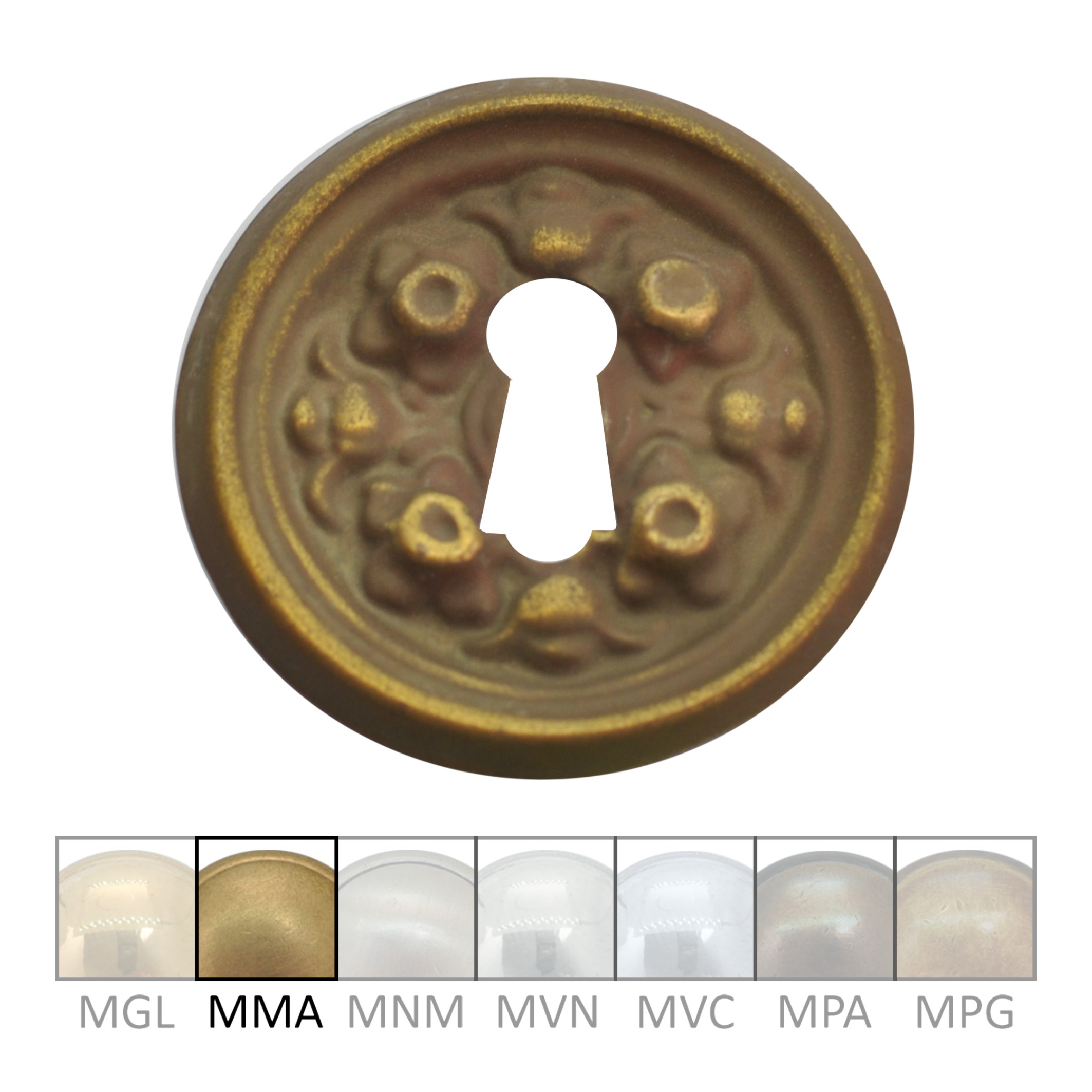 Klassizismus Möbelschild geprägt Messing MMA D55mm Schlüsselloch Serie KL089 Bild1
