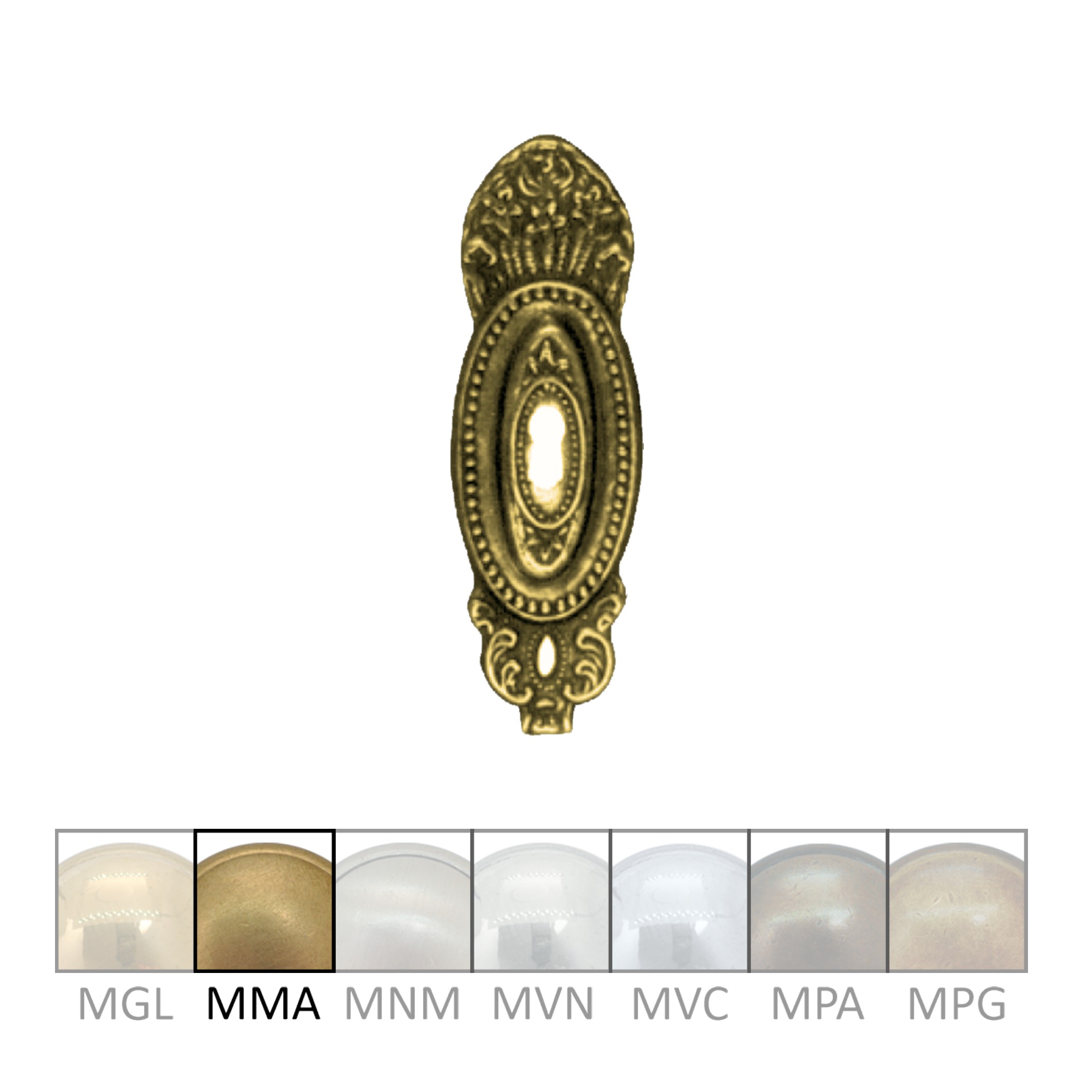 Klassizismus Möbelschild geprägt Messing MMA 35x100mm mit Schlüsselloch Serie KL053 Bild1