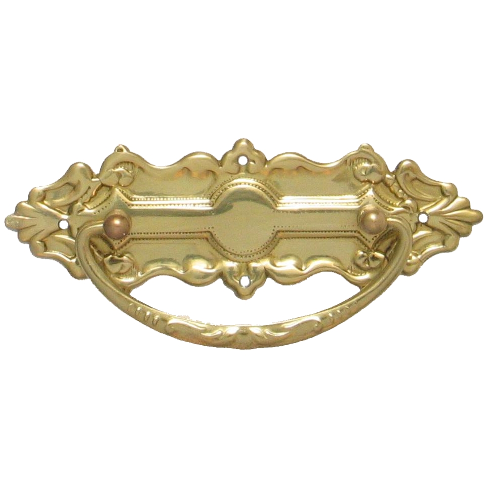 Historismus Möbelschild geprägt Messing MGL 113 x 39mm mit Griff Serie HI001 Bild1