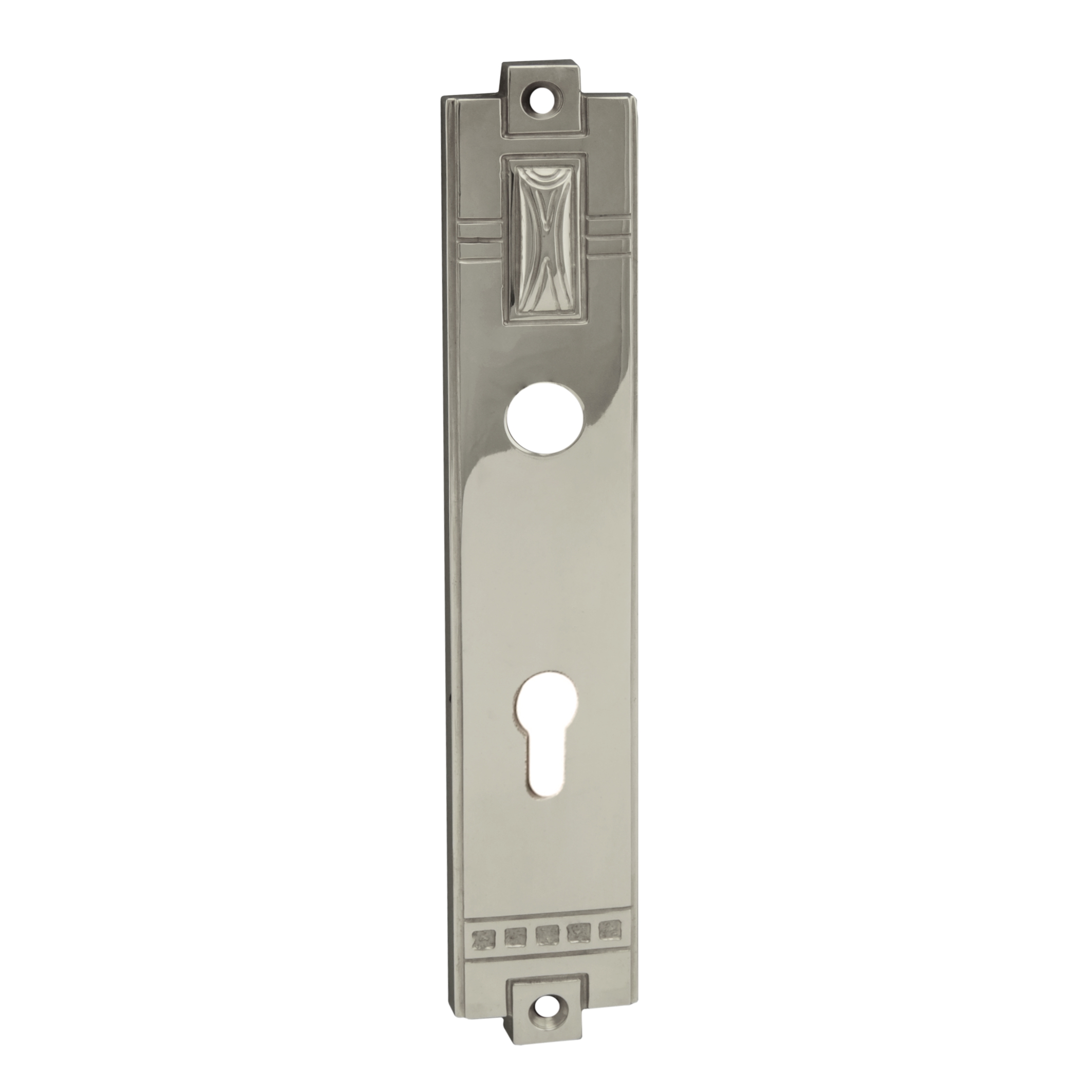 Sicherheitstürschild Innen, Dist. 92 mm PZ, Messing vernickelt matt, 265 mm x 45 mm der Serie TS101 Bild1