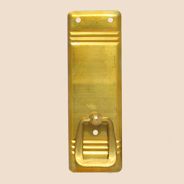 Jugendstil Möbelschild geprägt Messing MPG 27 x 75mm mit Griff Serie JU004 Bild1