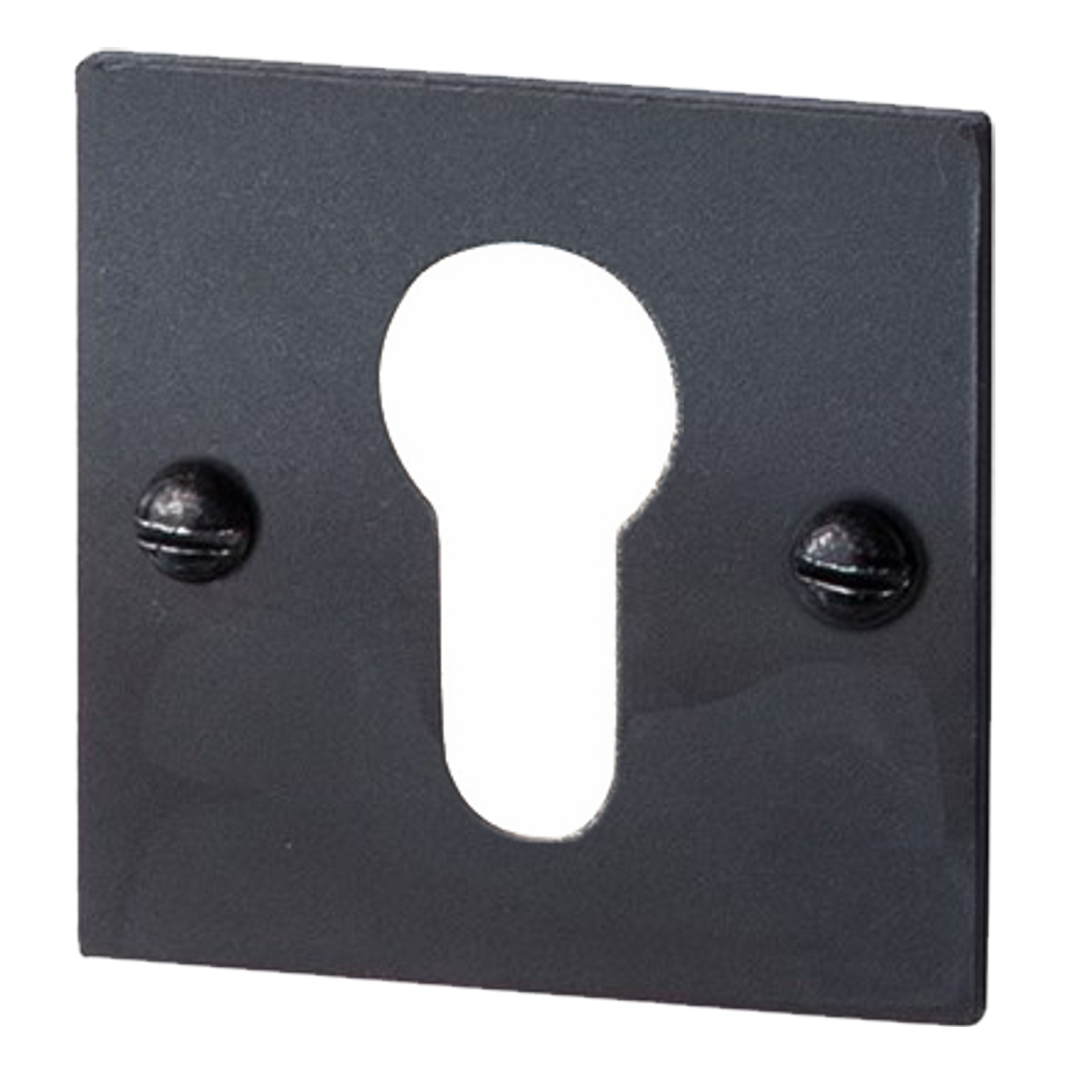 Bauhaus - Stil Schlüssellochrosette PZ-Lochung Eisen Schwarz gebrannt & gewachst 52x52mm Serie TR505 Bild1