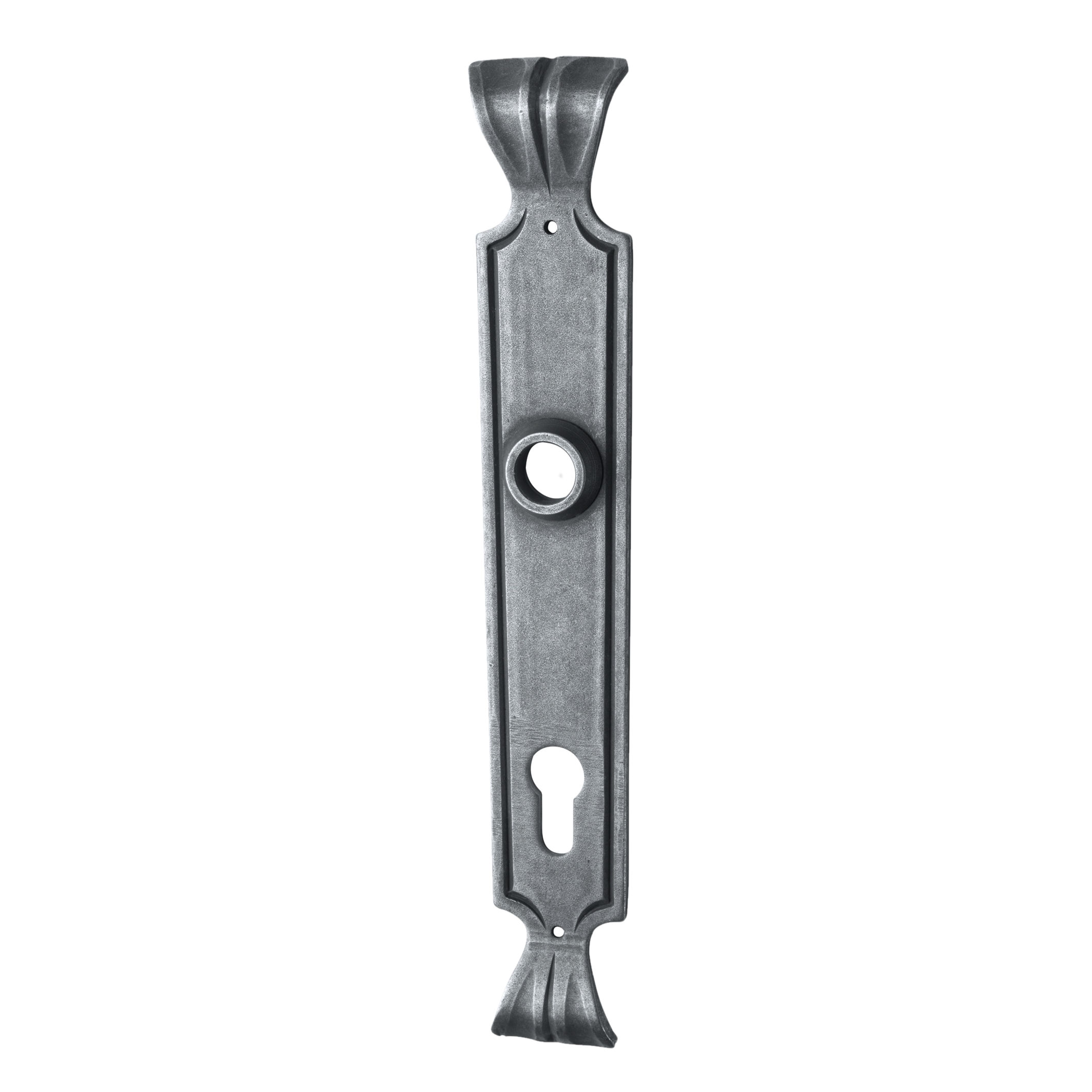 Haustürschild Dist. 92 mm PZ, Eisen schwarz passiviert L x B
