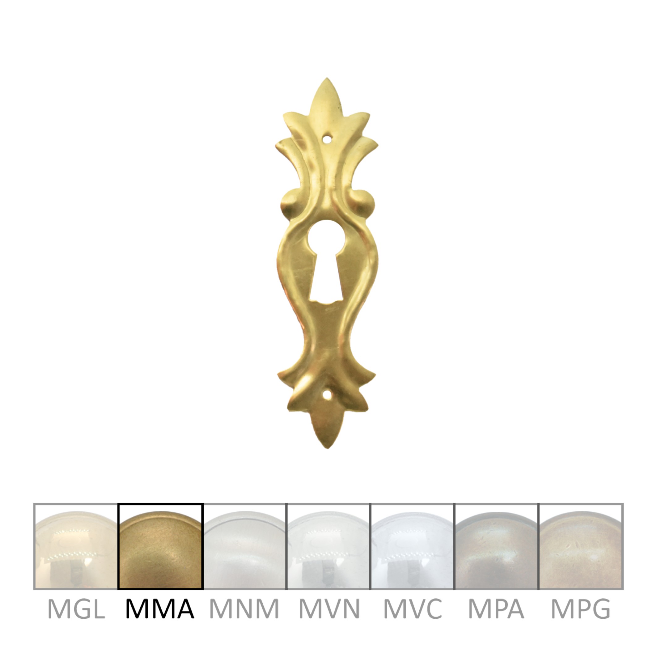 Barock Schlüsselschild 85 x 25mm mit Schlüsselloch, Messing MMA Serie BA006 Bild1