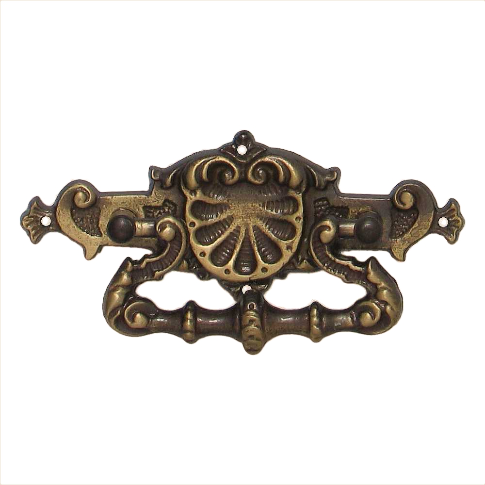 Historismus Möbelschild gegossen Messing MPG 92 x 36mm mit Griff Serie HI005 Bild1