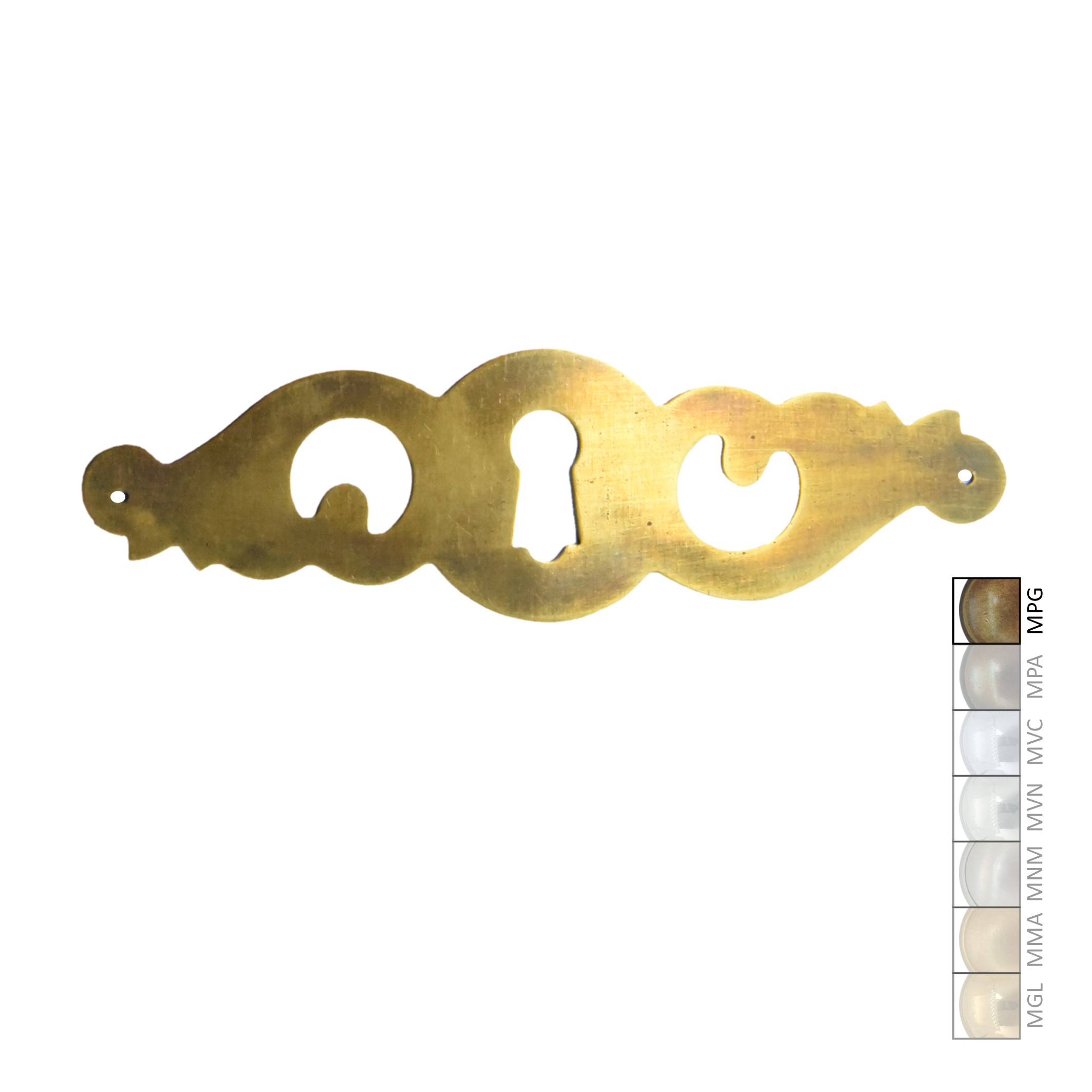 Barock Schlüsselschild 40 x 155mm mit Schlüsselloch, Messing MPG Serie BA013 Bild1