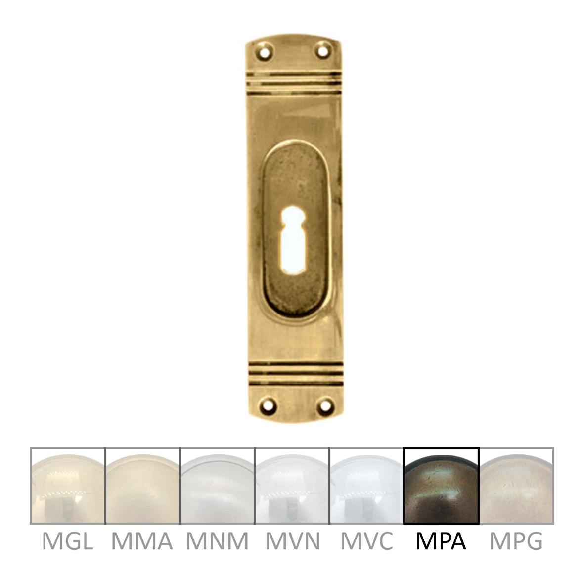 Schiebetürgriffmuschel Messing MPA 150x38mm Serie SG017 Bild1