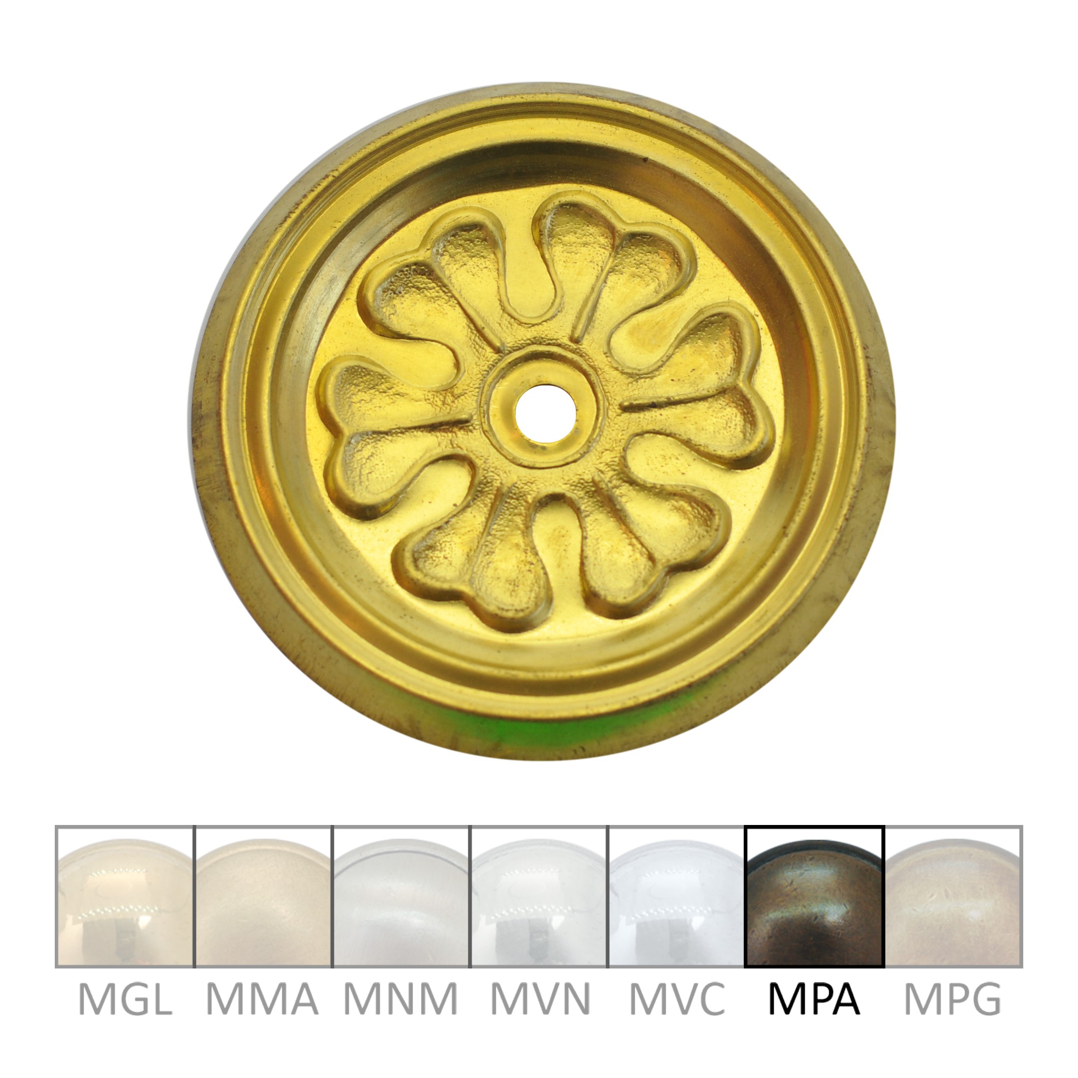 Klassizismus Möbelschild geprägt Messing MPA D60mm Griff Serie KL093 Bild1