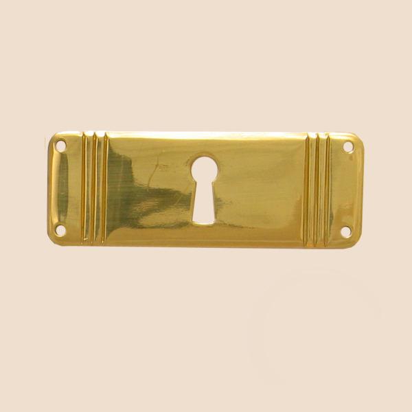 Jugendstil Möbelschild geprägt Messing MGL 79 x 27mm mit Schlüsselloch Serie JU013 Bild1