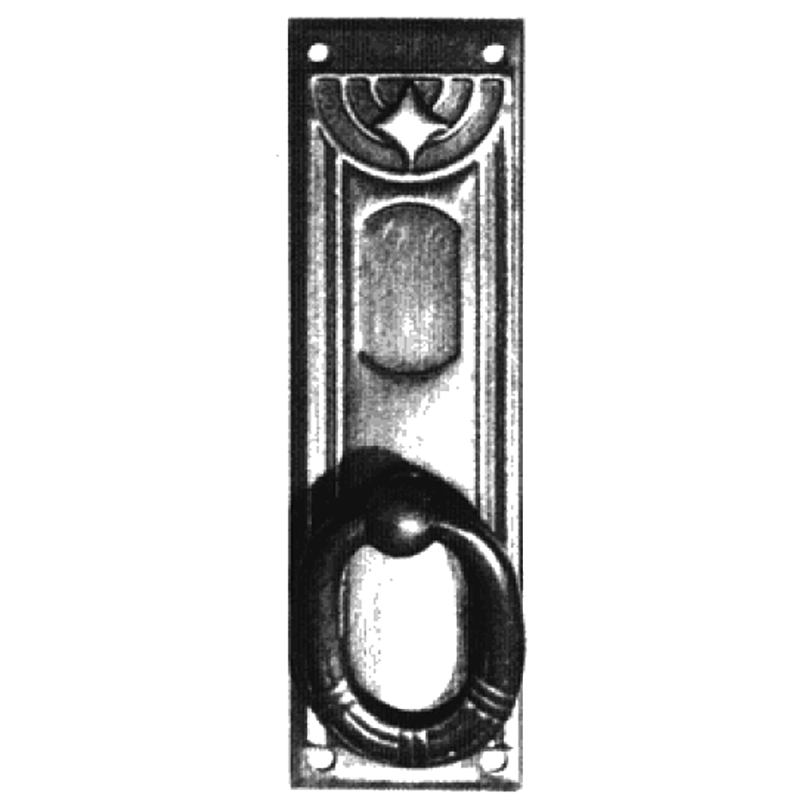Jugendstil Möbelschild geprägt Messing MVN 27 x 90mm mit Griff Serie JU027 Bild1