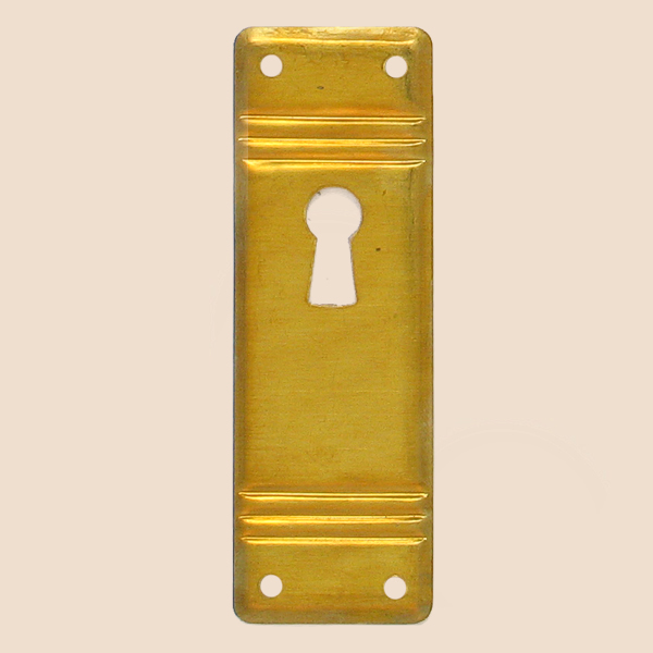 Jugendstil Möbelschild Messing MPG 27 x 75mm mit Schlüsselloch Serie JU004 Bild1