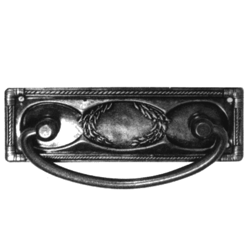 Jugendstil Möbelschild geprägt Messing MMA 100 x 32mm mit Griff Serie JU030 Bild1
