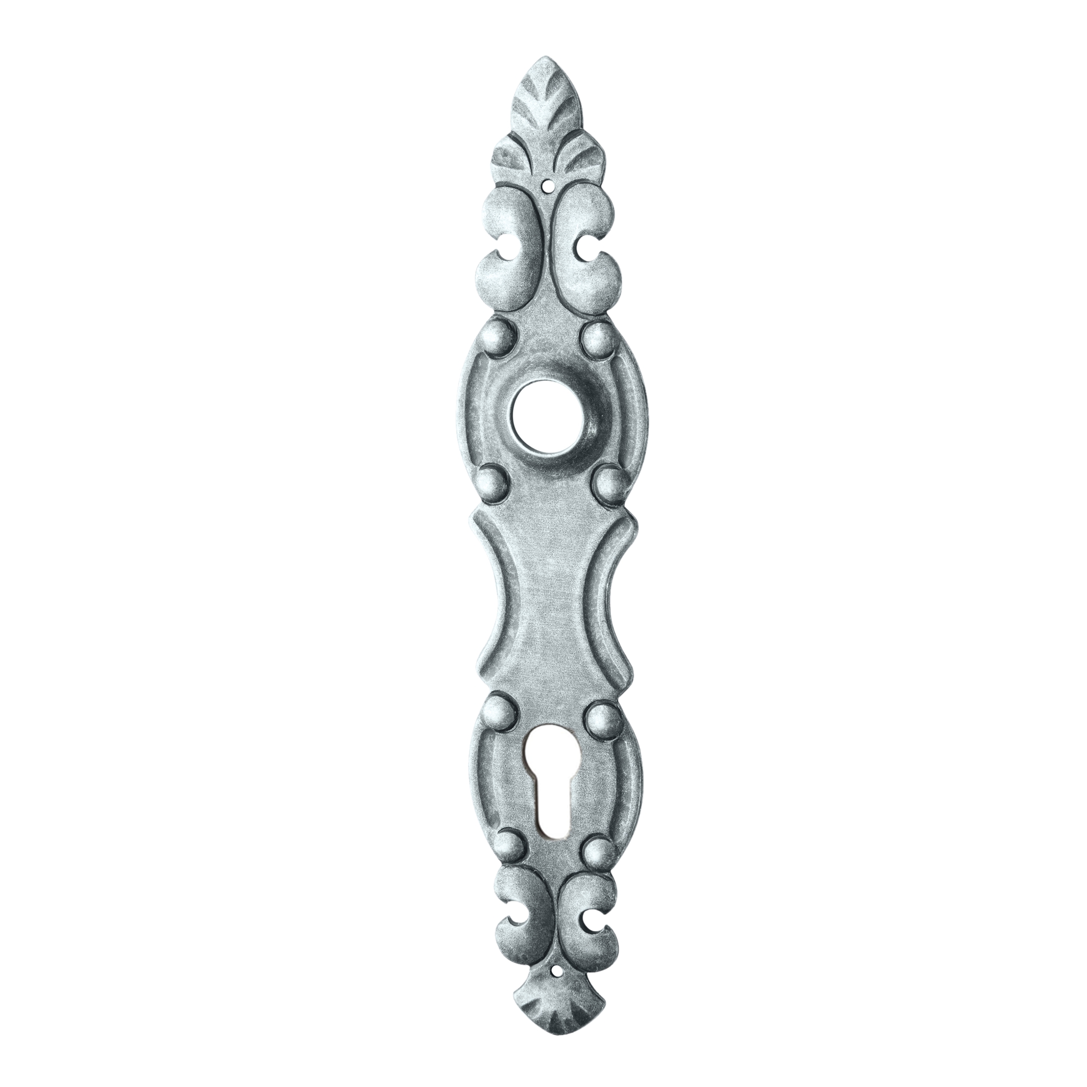 Haustürschild Dist. 92 mm PZ, Eisen thermopatiniert ® L x B