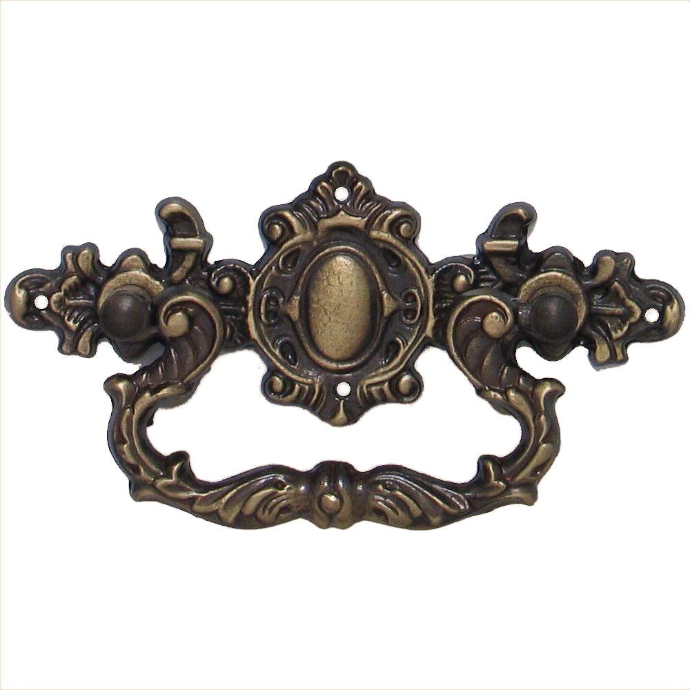 Historismus Möbelschild gegossen Messing MPG 98 x 38mm mit Griff Serie HI006 Bild1