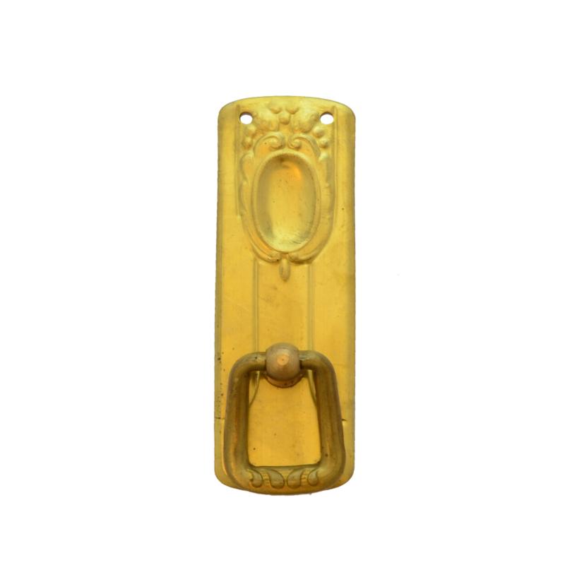 Jugendstil Möbelschild geprägt Messing MPG 26 x 80mm mit Griff Serie JU015 Bild1
