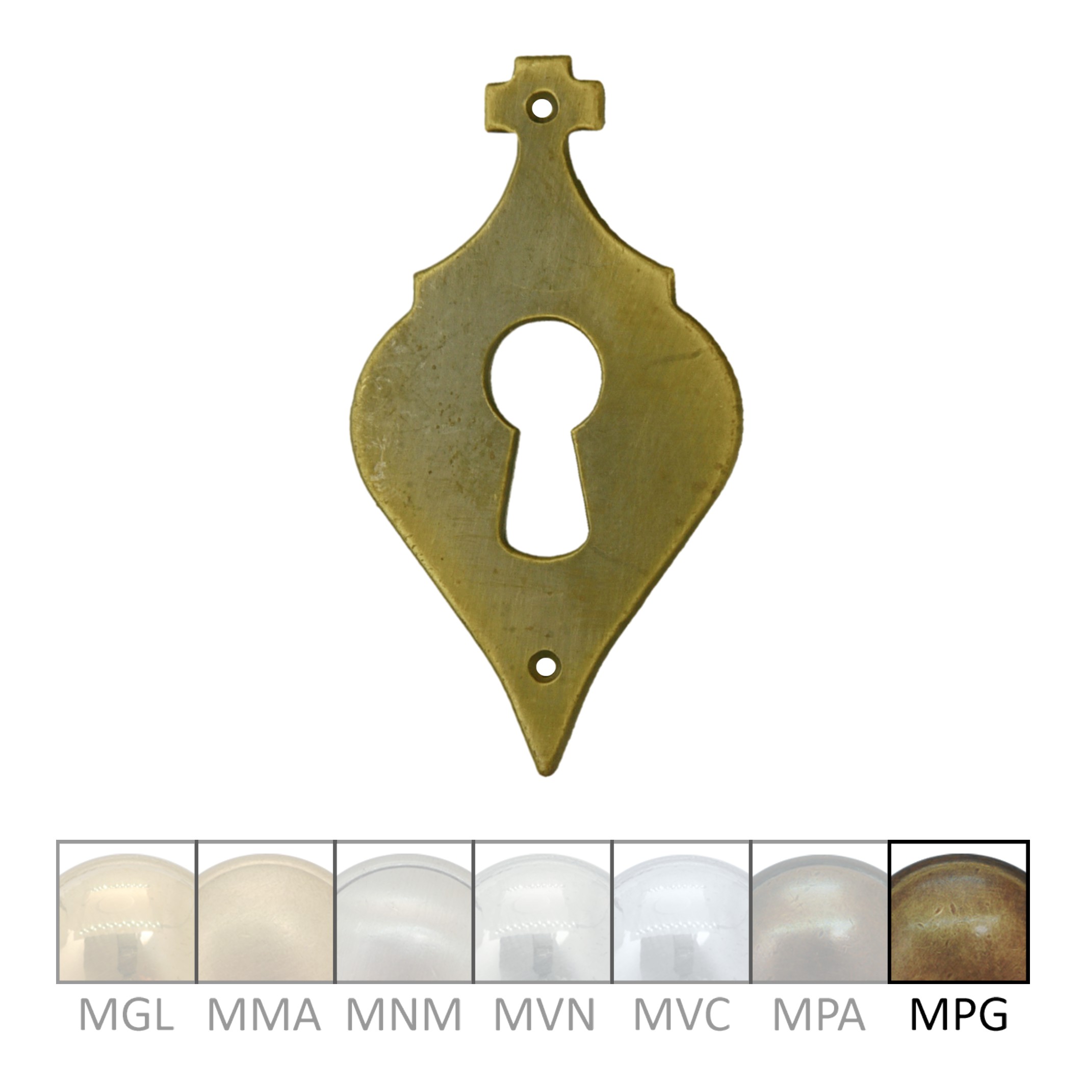 Klassizismus Möbelschild  Messing MPG 32x58mm mit Schlüsselloch Serie KL159 Bild1