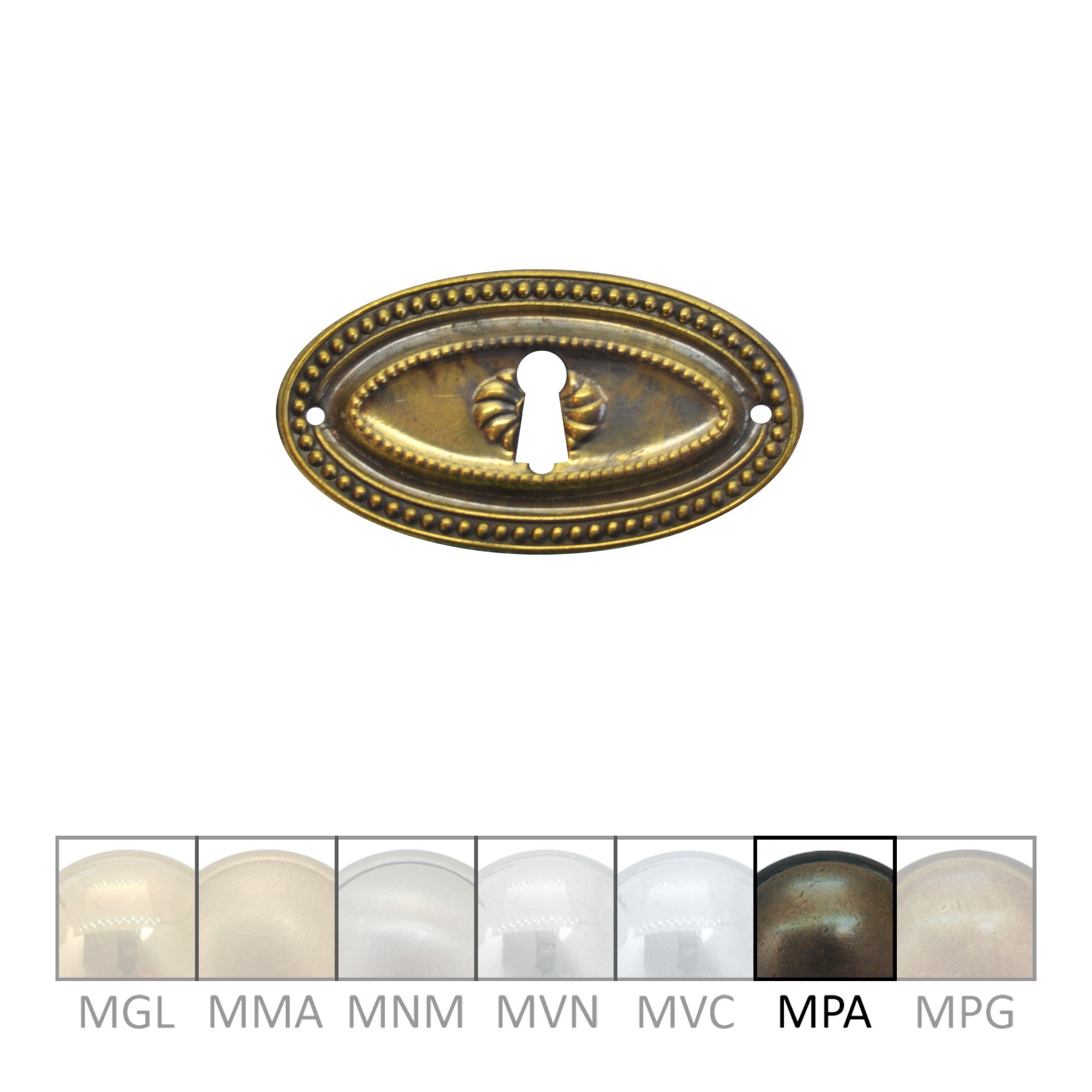 Klassizismus Möbelschild geprägt Messing MPA 90x50mm mit Schlüsselloch Serie KL082 Bild1