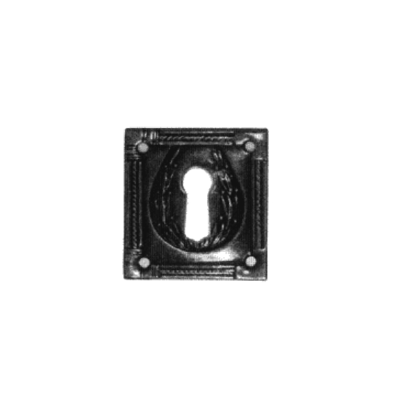 Jugendstil Möbelschild geprägt Messing altsilber 35 x 35mm mit Schlüsselloch Serie JU030 Bild1