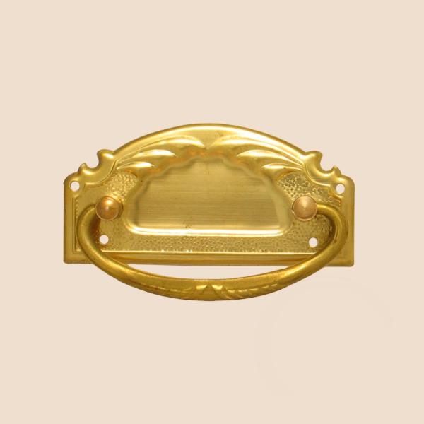 Jugendstil Möbelschild geprägt Messing MPA 84 x 40mm mit Griff Serie JU016 Bild1
