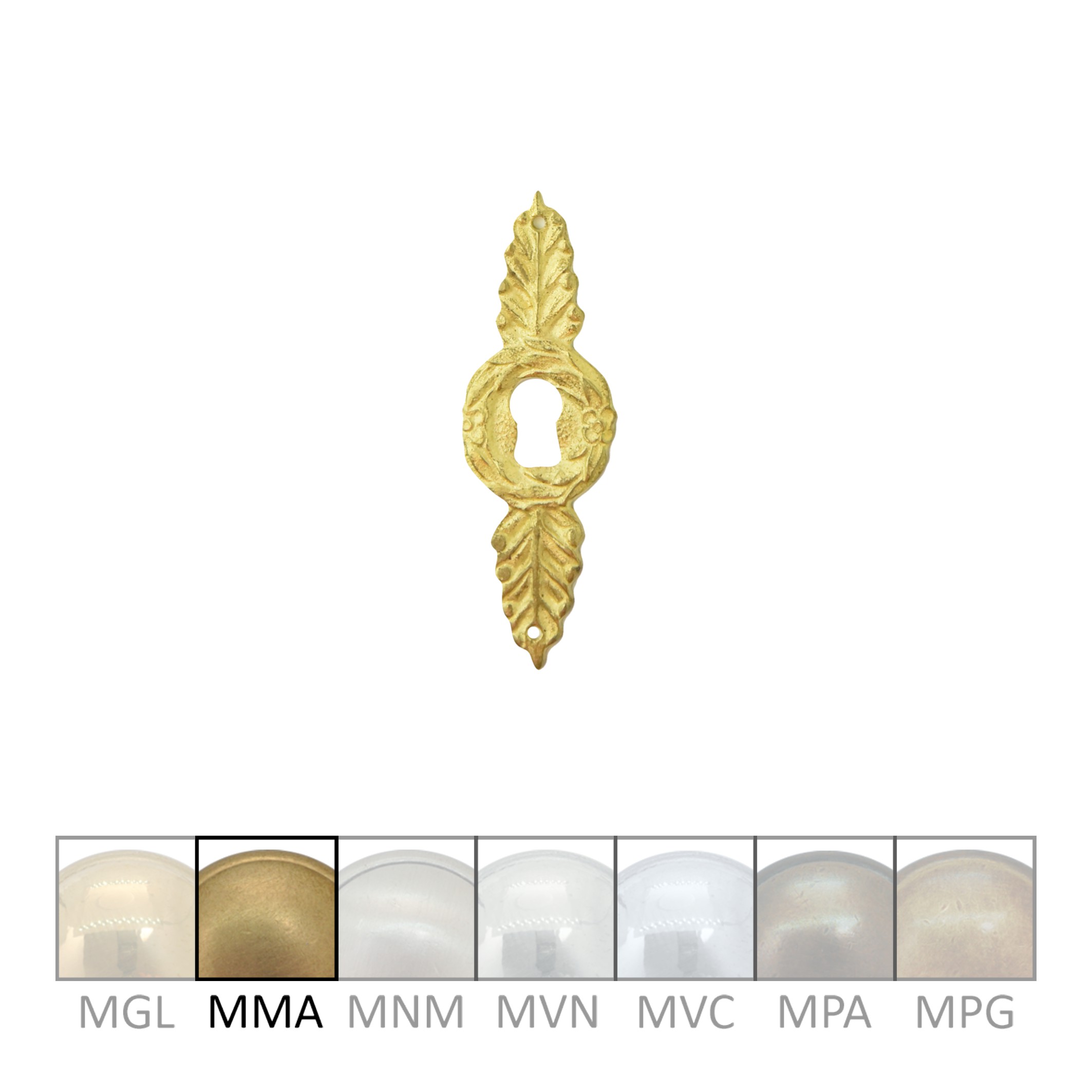 Klassizismus Möbelschild gegossen Messing MMA 25x73mm mit Schlüsselloch Serie KL008 Bild1