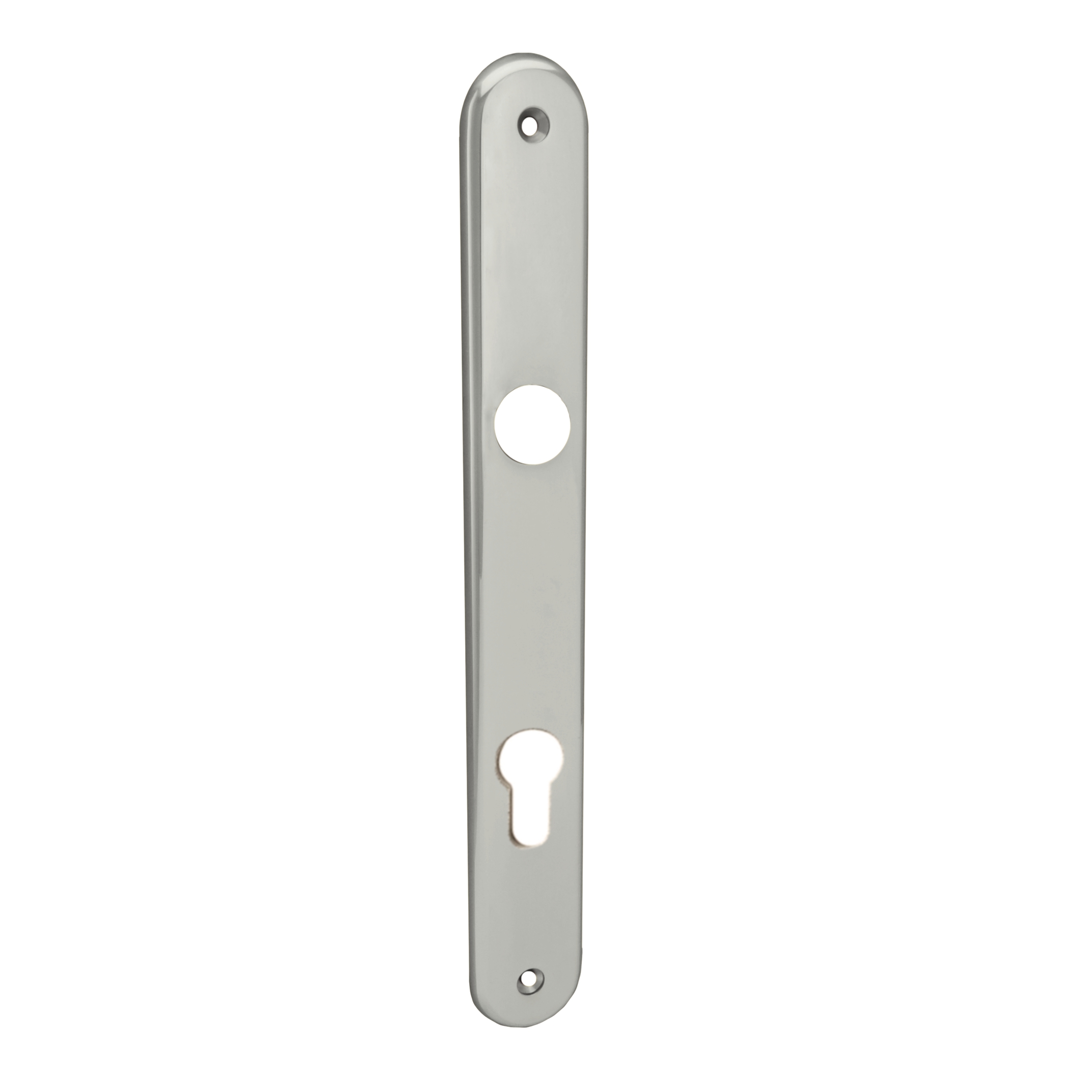 Sicherheitstürschild Innen, Dist. 92 mm PZ, Messing vernickelt matt, Innen 240 mm x 35 mm Bild1