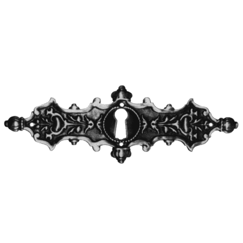 Historismus Möbelschild geprägt Messing MPA 130 x 45mm mit Schlüsselloch Serie HI021 Bild1