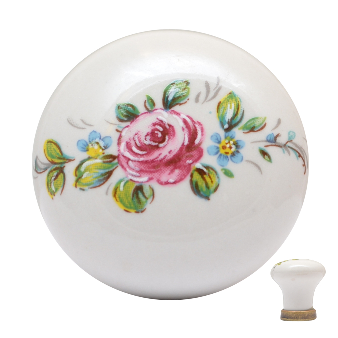 Porzellanknopf weiß (Rose). D Porzellanknopf weiß D 31mm Serie KN232 Bild1