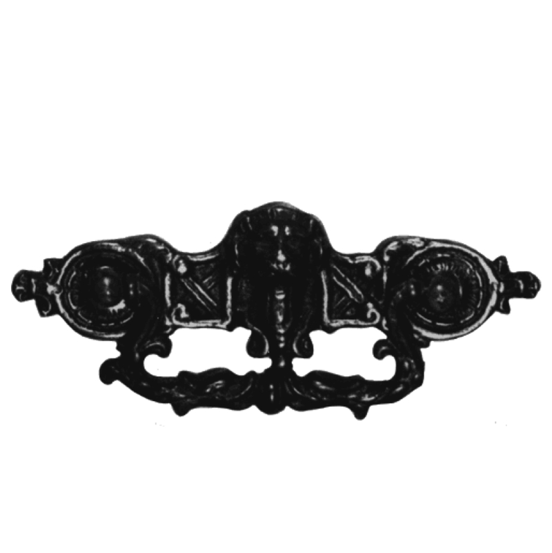 Historismus Möbelschild geprägt Messing MMA 125 x 35mm mit Griff Serie HI016 Bild1