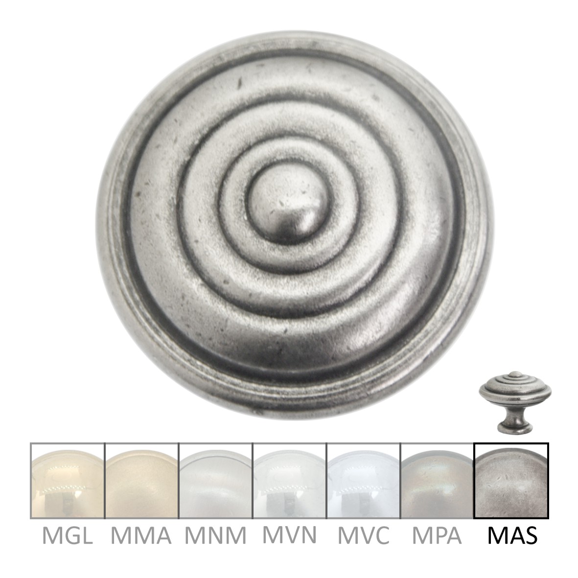 Möbelknopf in Messing altsilber, D