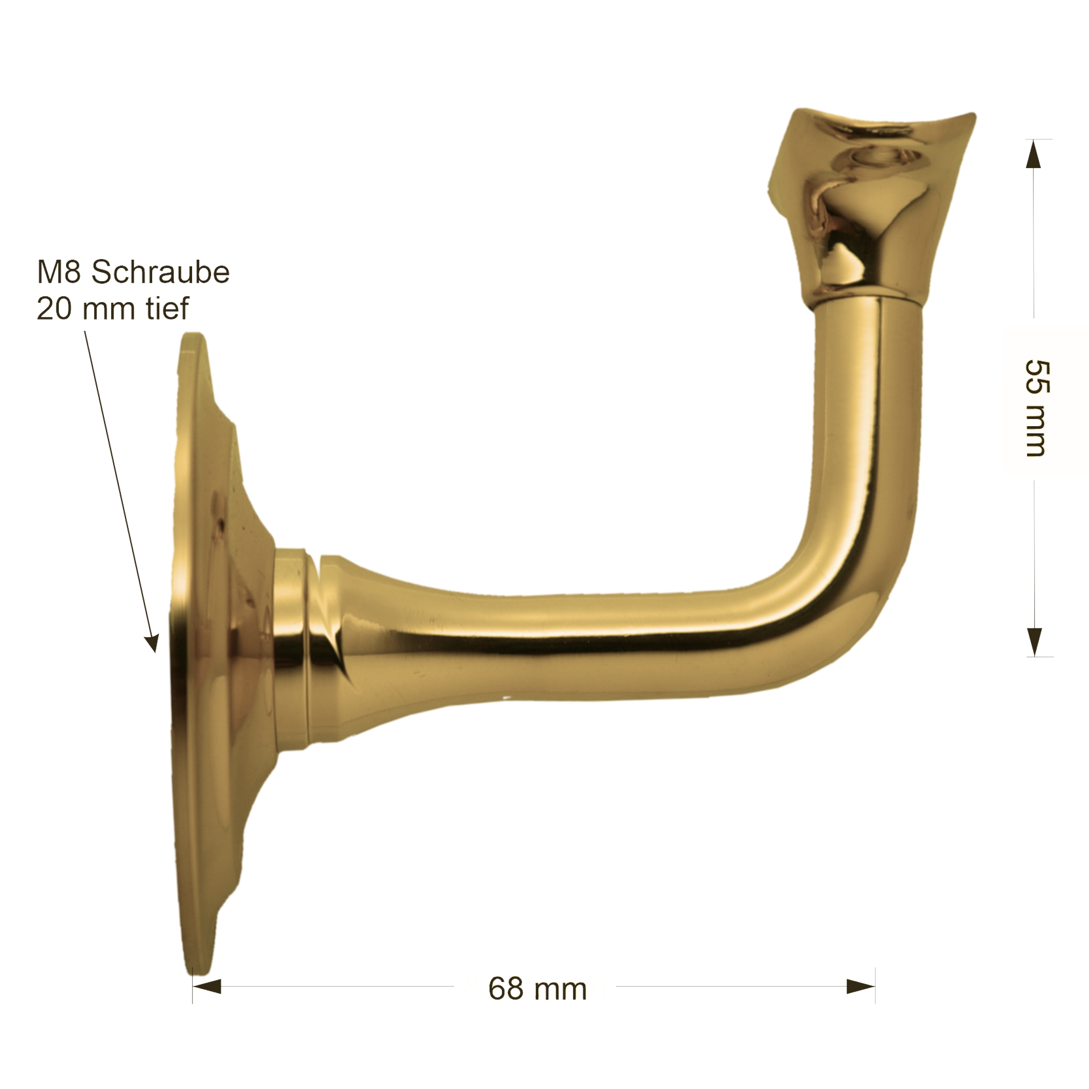 Handlaufstütze in Messing glänzend mit Schutzlack Bild1