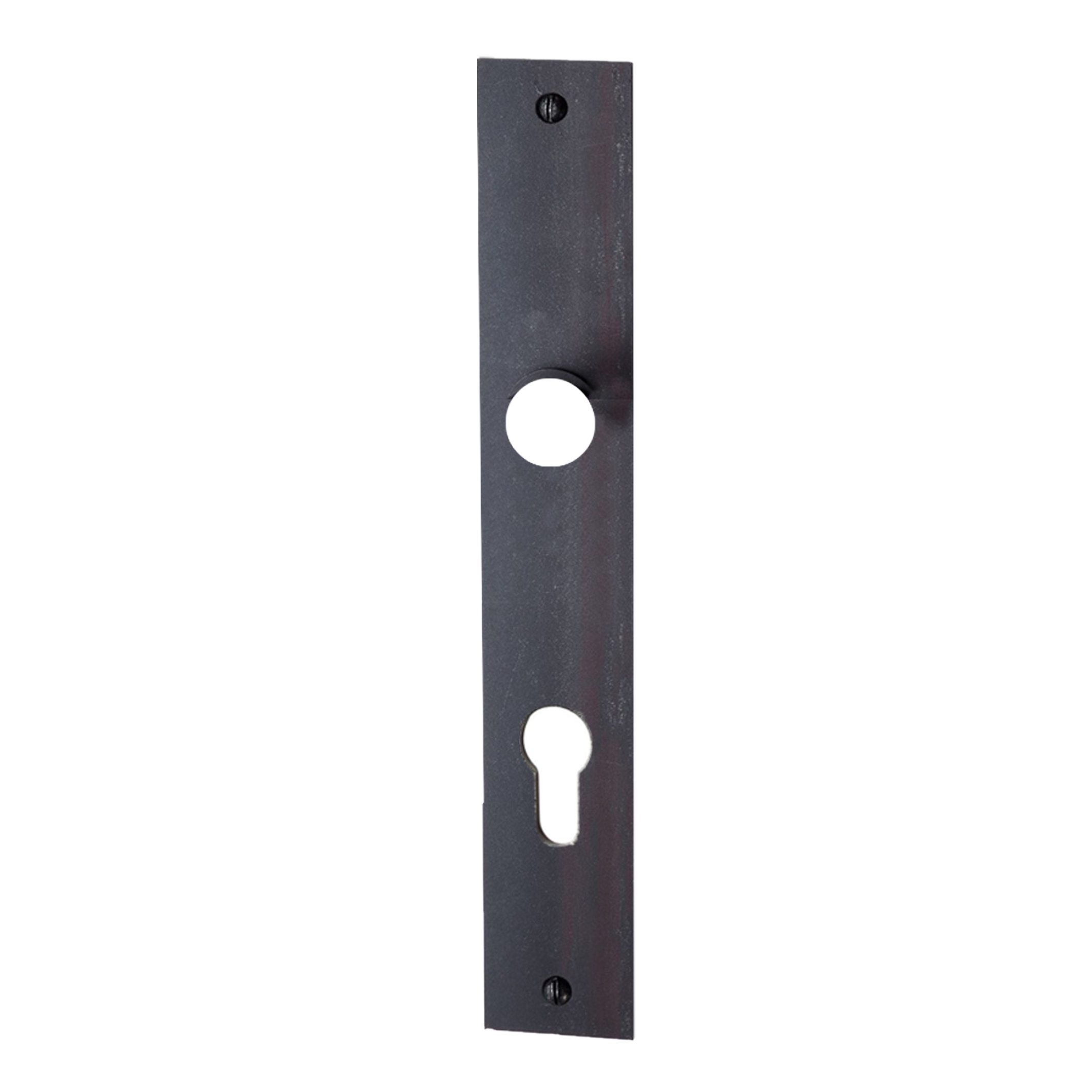 Bauhaus-Stil-Zimmertürschild Dist. 72 mm PZ, Eisen schwarz gebrannt&gewachst L x B
