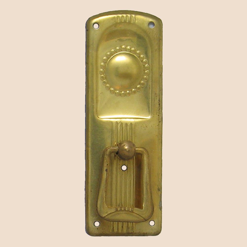 Jugendstil Möbelschild geprägt Messing MMA 31 x 90mm mit Griff Serie JU007 Bild1