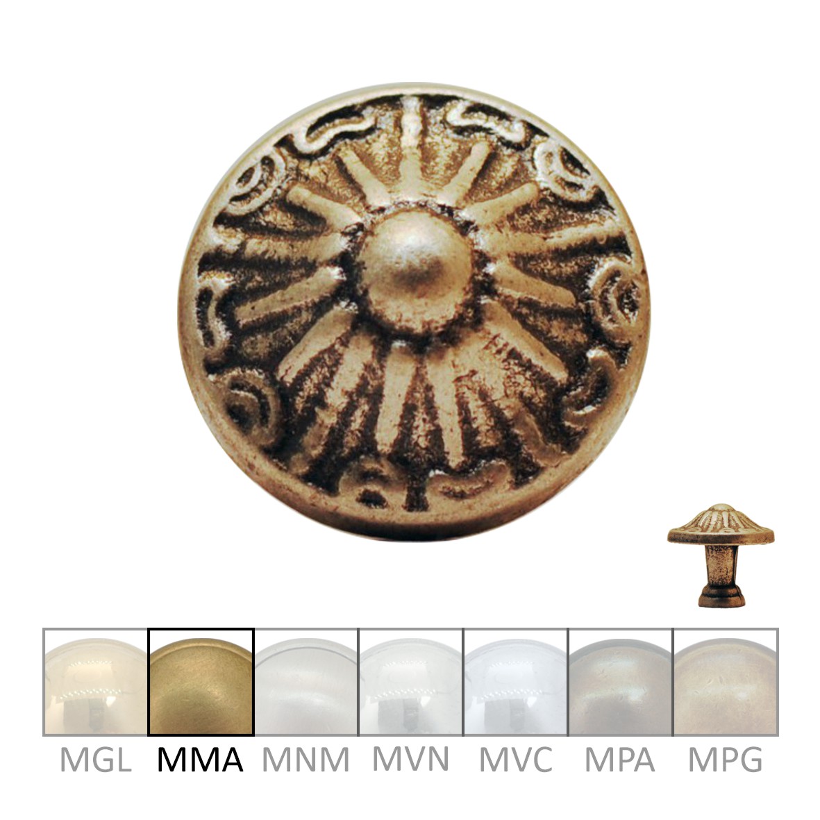 Möbelknopf in Messing matt, D Möbelknopf in Messing matt, D