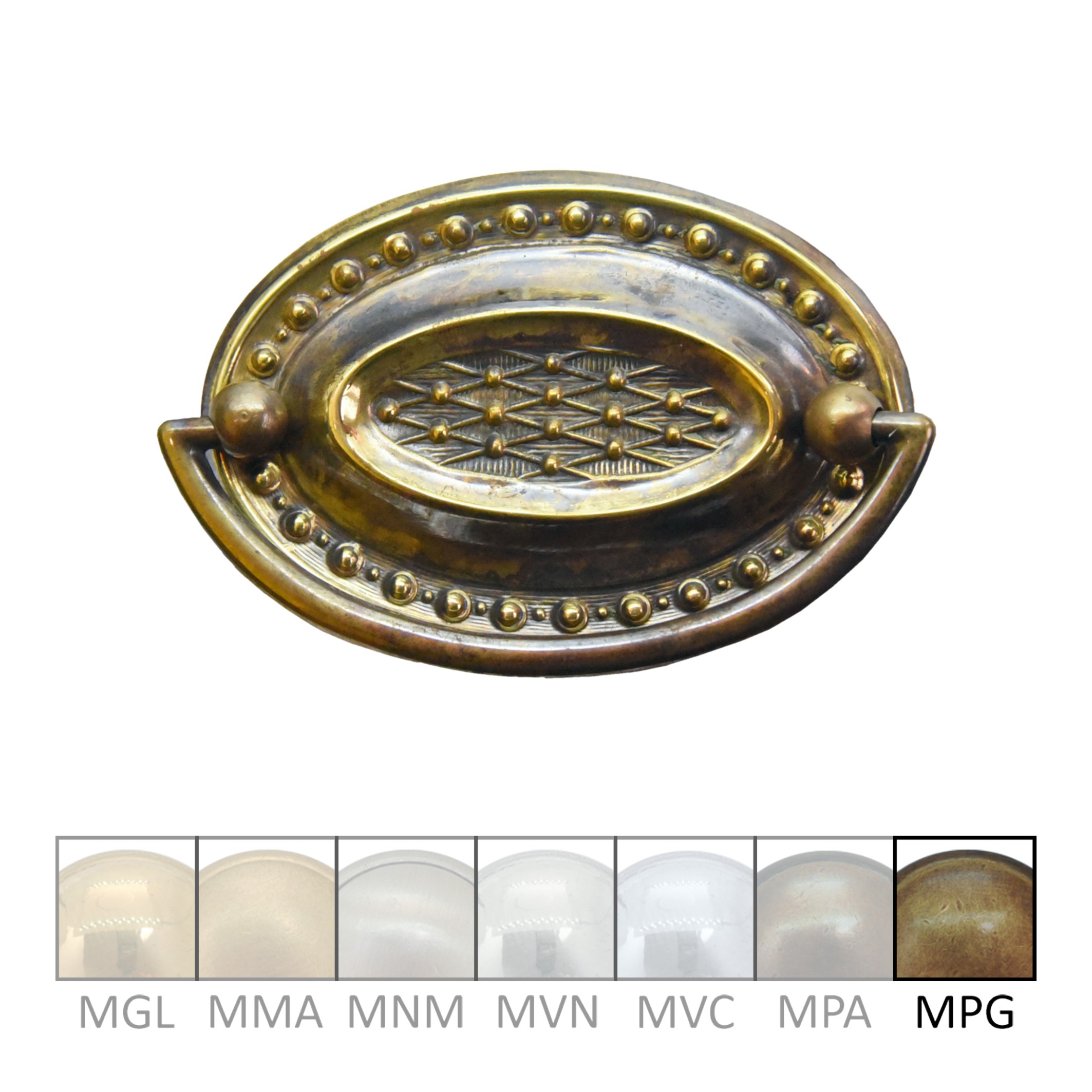 Klassizismus Möbelschild geprägt Messing MPG 85x60mm mit Griff Serie KL110 Bild1
