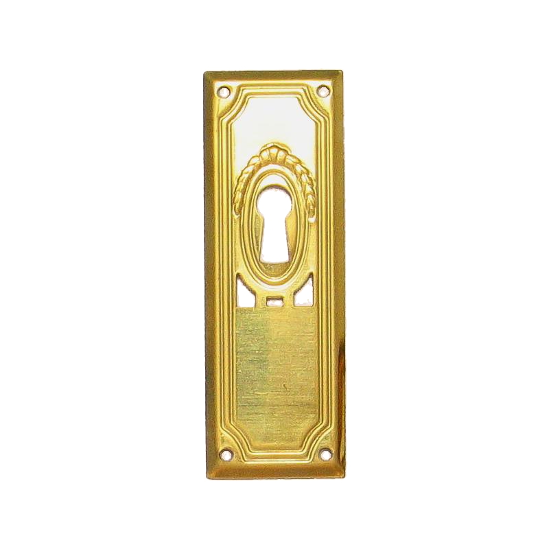 Jugendstil Möbelschild Messing MPA 27 x 79mm mit Schlüsselloch Serie JU006 Bild1