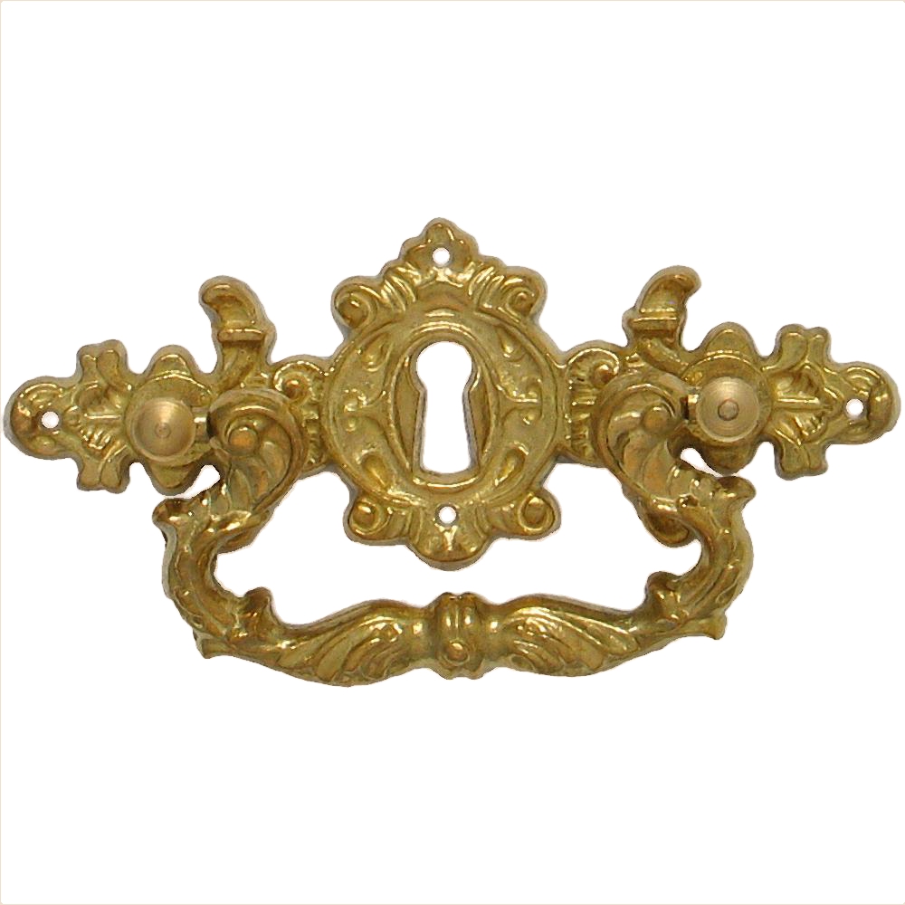 Historismus Möbelschild gegossen - Messing matt - 98 x 38 mm der Serie HI006 Bild1 Historismus Möbelschild gegossen Messing MMA 98 x 38mm mit Griff und Schlüsselloch Serie HI006 Bild1