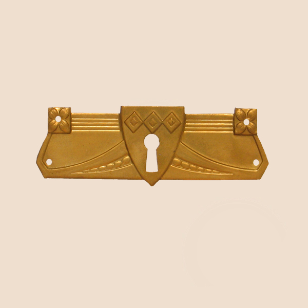 Jugendstil Möbelschild geprägt Messing MMA 110 x 35mm mit Schlüsselloch Serie JU010 Bild1