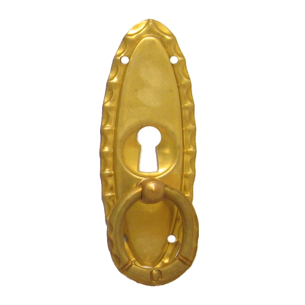 Jugendstil Möbelschild geprägt Messing MMA 28 x 80mm mit Griff und Schlüsselloch Serie JU019 Bild1