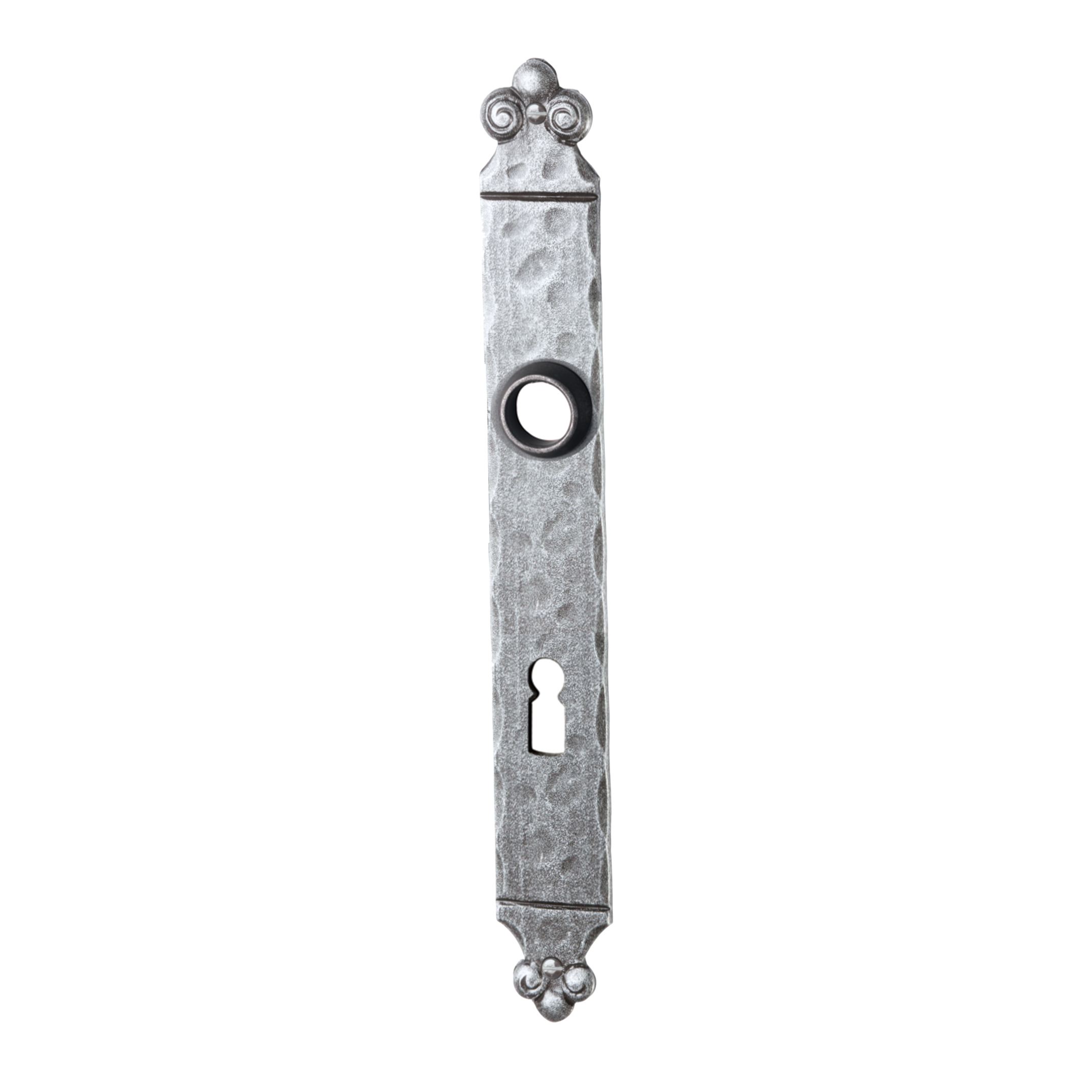 Zimmertürschild Dist. 72 mm BB, Eisen thermopatiniert ® L x B