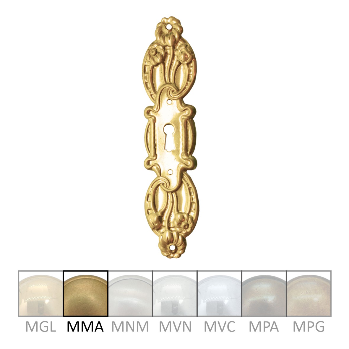 Möbelschild geprägt Messing MMA 29 X117mm mit Schlüsselloch Serie JU033 Bild1