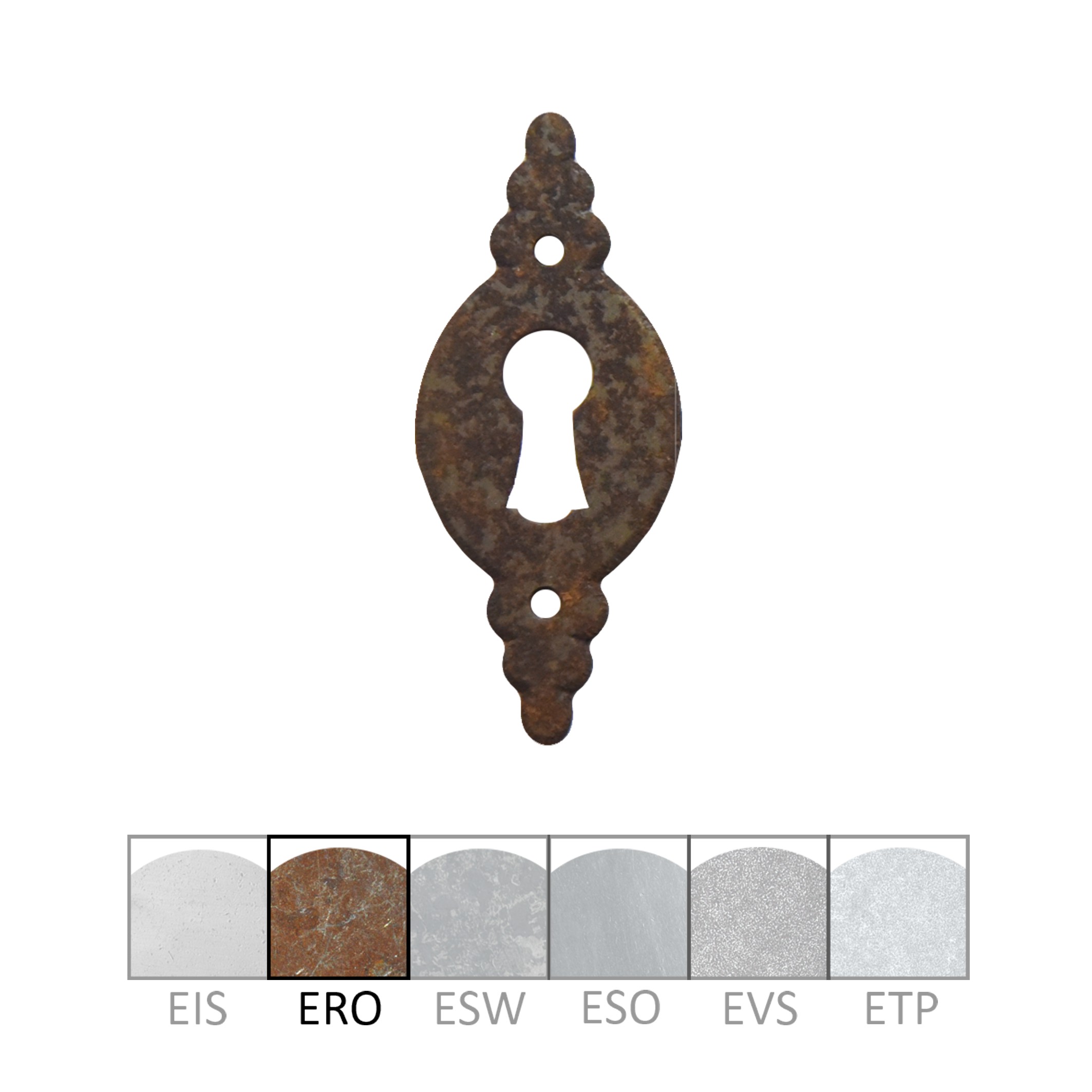 Schlüsselschild in Eisen rostig. 26x60 mm Bild1 Barock Schlüsselschild BXH