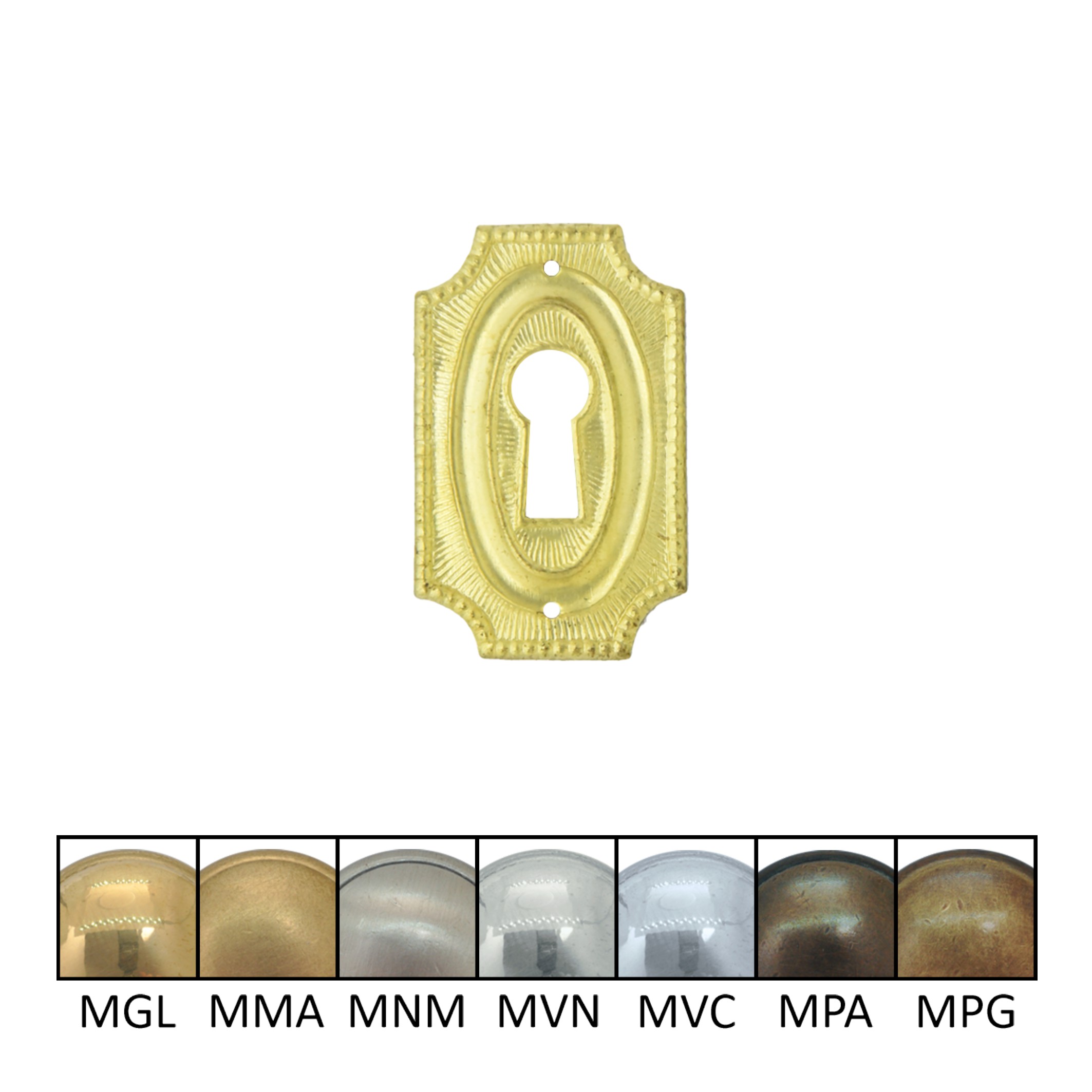Klassizismus Möbelschild geprägt Messing MPA 25x37mm mit Schlüsselloch Serie KL060 Bild1