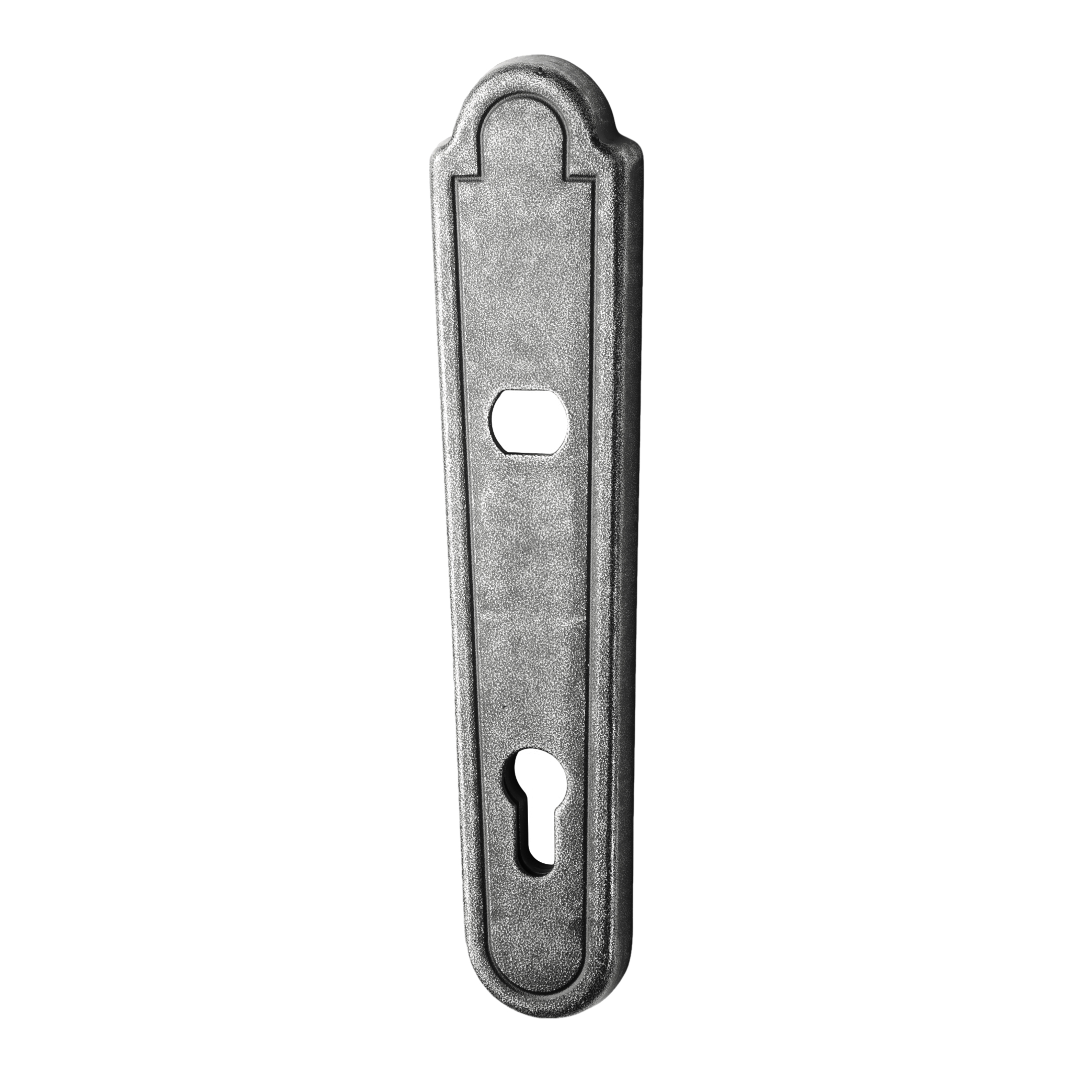Haustürschild Dist. 92 mm PZ, Eisen schwarz passiviert L x B