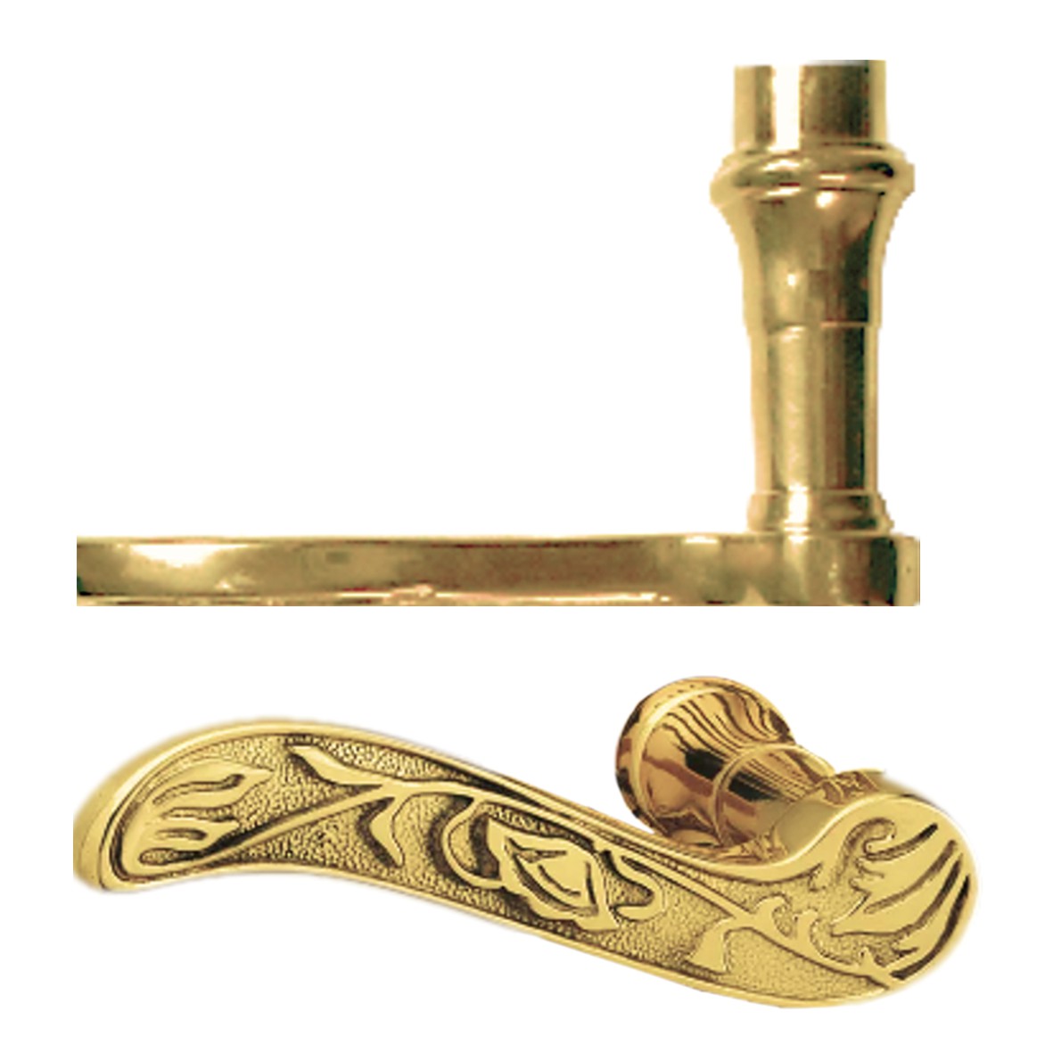 Türgriff aus Messing 105 mm, DIN Links der Serie TD128 Bild1 FLORA Türgriff TD128-144B-MGL-105-55-1-L Bild1