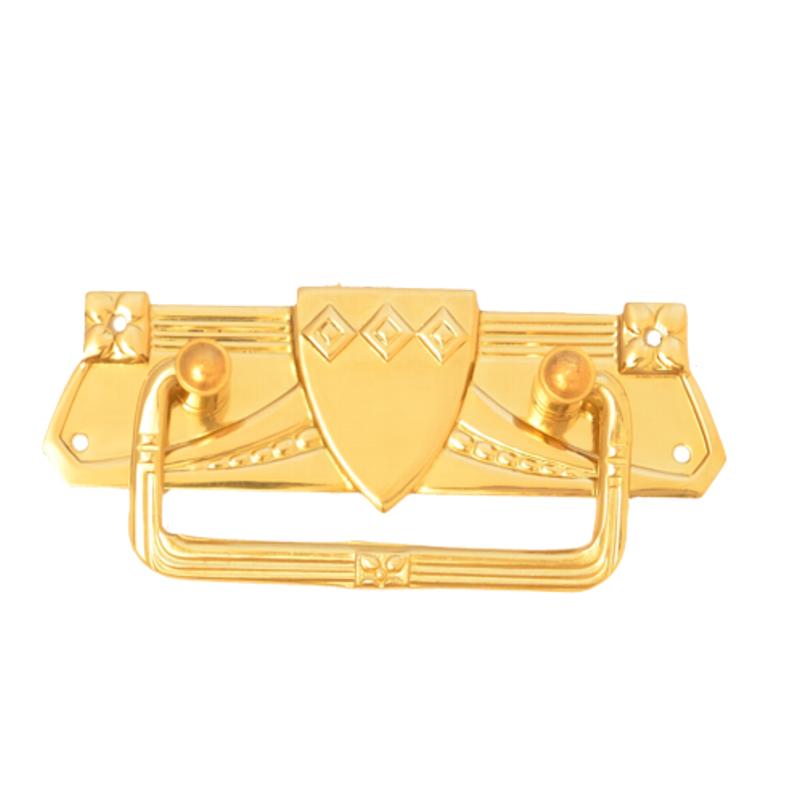 Jugendstil Möbelschild geprägt - Messing glänzend - 97 x 31 mm der Serie JU010 Bild1 Jugendstil Möbelschild geprägt Messing MGL 97 x 31mm mit Griff Serie JU010 Bild1