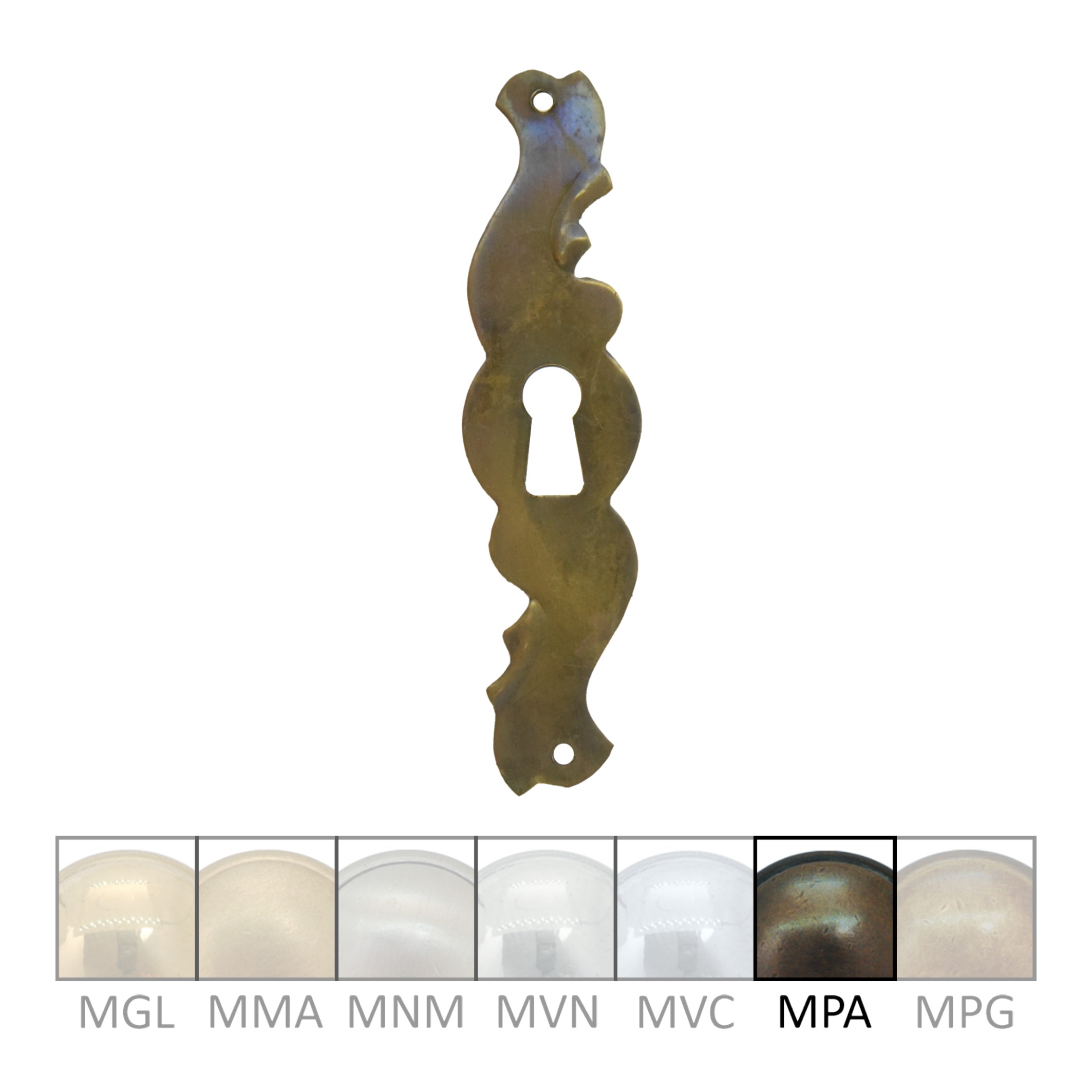 Barock Schlüsselschild 110 x 30mm mit Schlüsselloch, Messing MMA MPA Serie BA019 Bild1