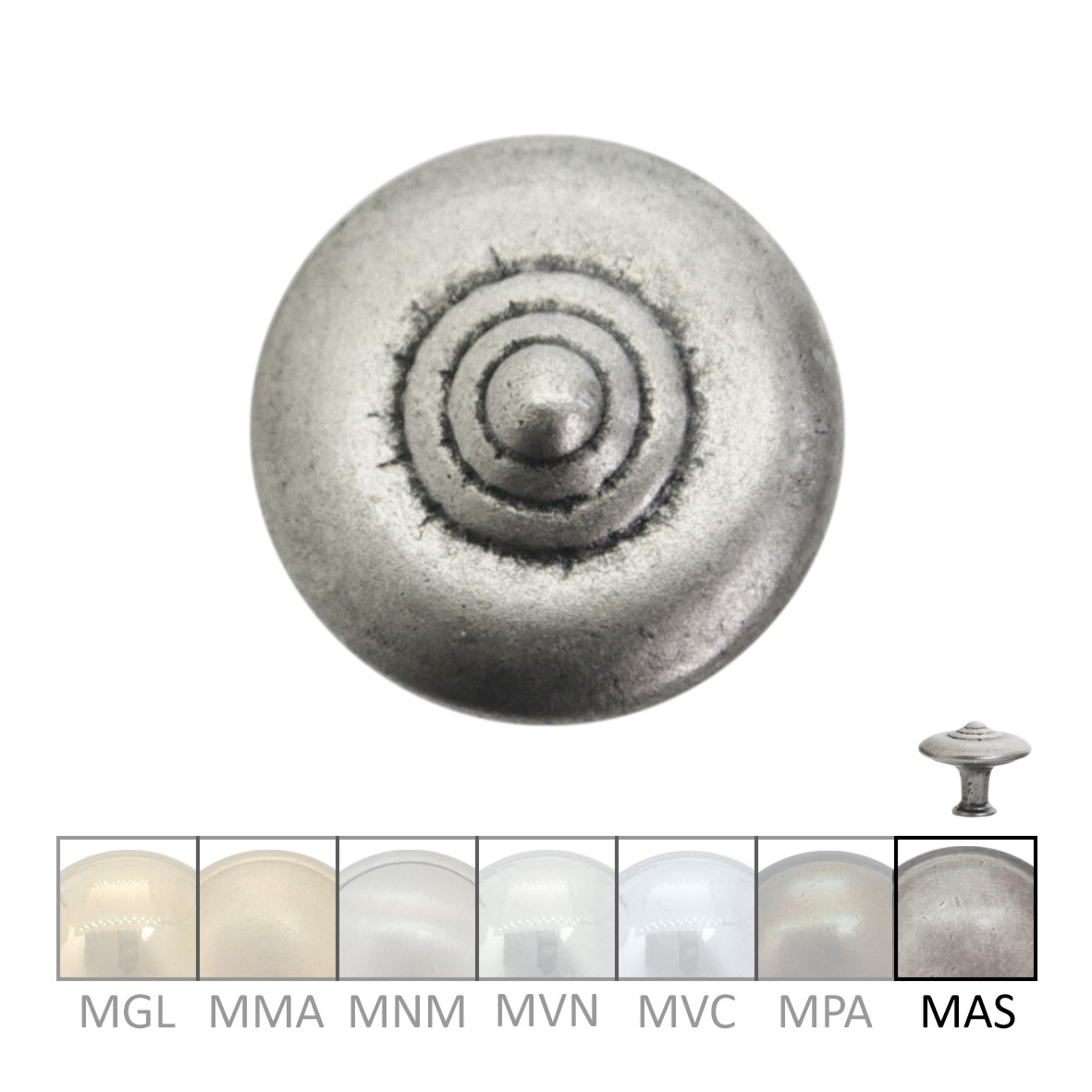 Möbelknopf in Messing altsilber, D