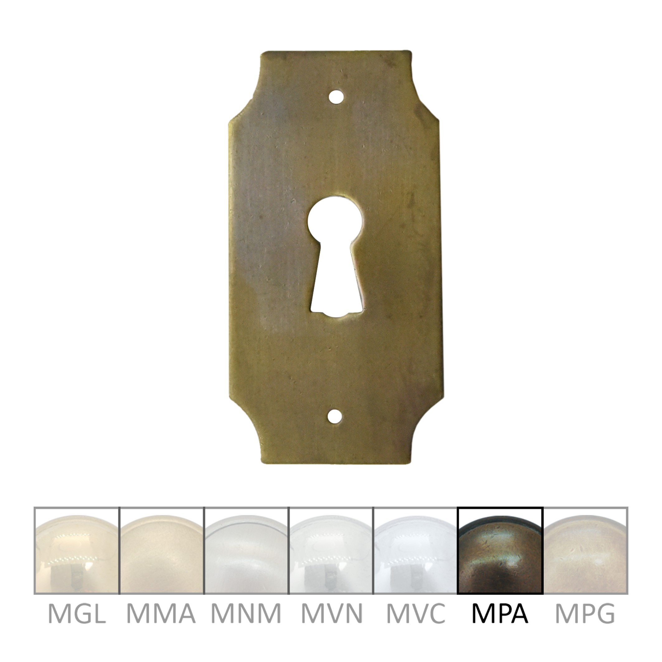 Klassizismus Möbelschild Messing patiniert MPA 32x62mm mit Schlüsselloch Serie KL116 Bild1