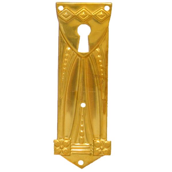 Jugendstil Möbelschild Messing MMA 31 x 98mm mit Schlüsselloch Serie JU010 Bild1